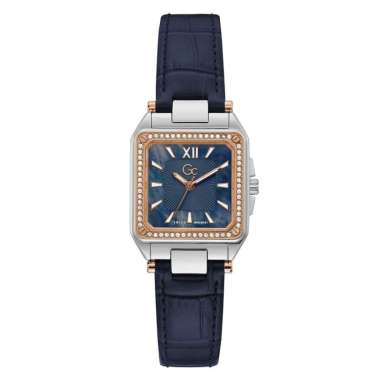 GC Y85004L7MF - GC Couture Square Mid Size Blue Leather Ladies Watch Original