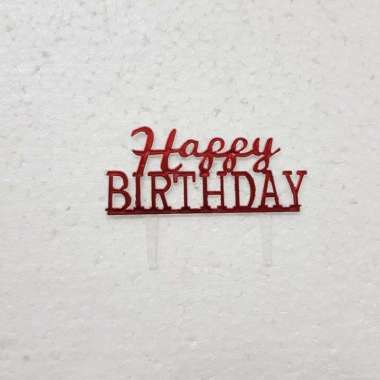 Cake Topper - Arylic Mini Happy Birthday D93 Merah