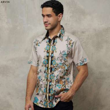 Evercloth Arvin Kemeja Pria Kemeja Batik Pria Atasan Couple Hem Sarimbit Seragam NEW STANDAR