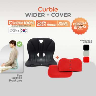 Curble Posture Chair Wider - Bundling Chair Black & Cover Red