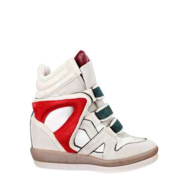 Isabel Marant Beige Suede Red Green High Top Sneakers 38