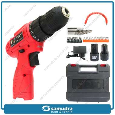 HDT CDD405 Cordless Drill Set Baterai 12V Mesin Bor Tangan Cas Charger