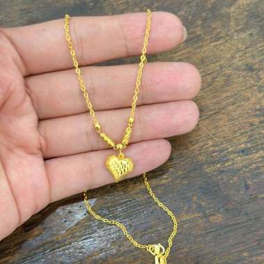 Set Kalung Fancy Hati Koleksi Josean Elegant Emas Asli