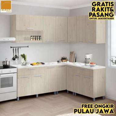 Kirana Kitchen Set Denver Lemari Kabinet Dapur Rak Dapur - Bentuk L Toptable Motif Marmer