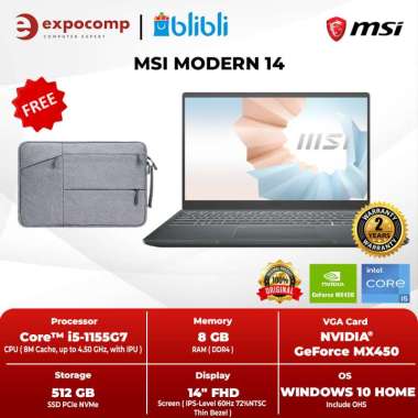 MSI MODERN 14 9S7-14D224-694 GREY CORE i5-1155G7