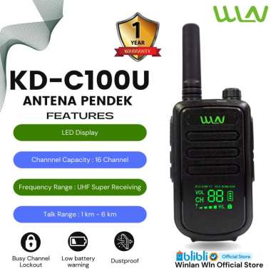 HT Satuan Walkie talkie KD - C100U Two-Way Radio WLN Layar LED Antena panjang