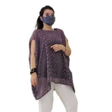 Blus Sifon Kelelawar Jumbo Polkadot Lilac GESYAL Loose Fit Transparant