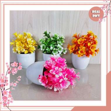 UNICO PBP27 Bunga Lonceng Tanaman Hias Plastik Artificial Pot Bunga Artifisial Mawar Edelweis Kering
