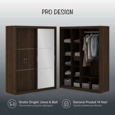 Pro Design Texas Lemari Pakaian Sliding Brown Walnut