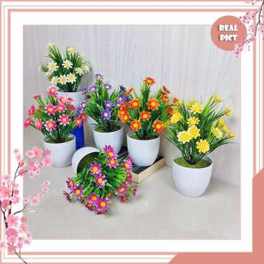 UNICO PBP24 Bunga Krisan Bunga Hias Plastik Pot Tanaman Artificial Daun Aglonema Matahari Keladi Put