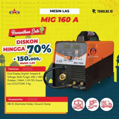 Mesin Travo Las Inverter Daesung MIG MAG 160 A MIG160 Tanpa Gas