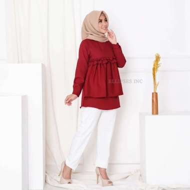 ELLIPSESINC Atasan Muslim Wanita Elegan Terbaru/Blouse Wanita Muslim Modern/Camilla Blouse L CREAM