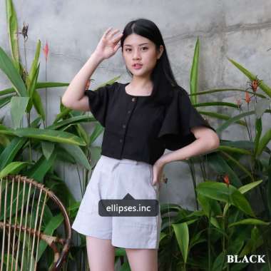 ELLIPSESINC Atasan Vintage Ruffle Korea/Baju Crop Top Vintage Kekinian/Yurika Crop Top L WHITE