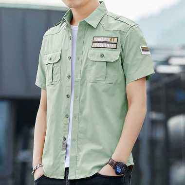 GERALD Kemeja Lengan Pendek Pria Hem Casual Barry Baju Pria Distro Sage M-L
