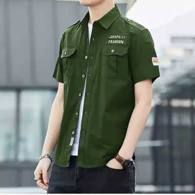 GERALD Kemeja Lengan Pendek Pria Hem Casual Barry Baju Pria Distro Army M-L
