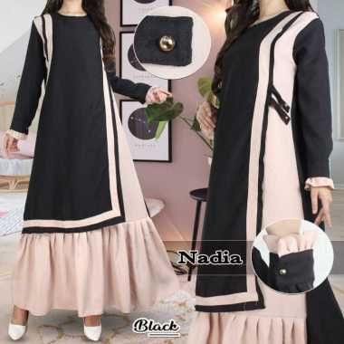 Gamis Nadia Maxy Dress Fashion Muslim Wanita HITAM