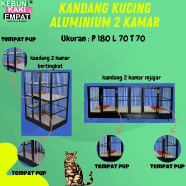 Kandang Kucing Aluminium 2 Kamar Sejajar