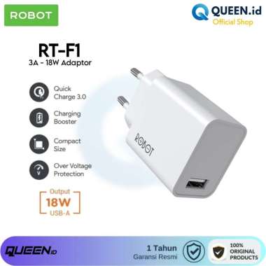 ROBOT RT-F1 Charger Adaptor 3A 18W Fast Charging Quick Charger QC 3.0 PUTIH