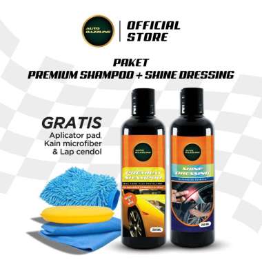 Auto Dazzling Paket Shine Dressing Semir Ban Waterbase dan Shampoo