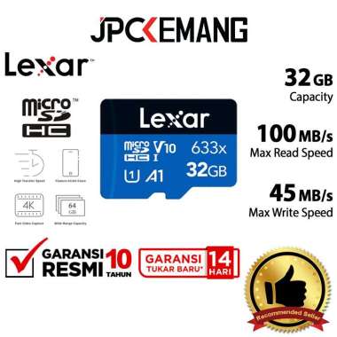 JPC KEMANG Lexar MicroSD 32GB 100MB/s 633x Micro SD Lexar MicroSDHC 32/100 GARANSI RESMI Blue