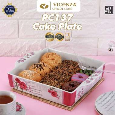 Vicenza Square Cake Plate Tempat Kue Roti PC137 Motif Eternity