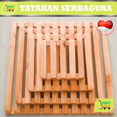 TATAKAN PANCI - ANTI PANAS - STAINLESS - TATAKAN KAYU 20 cm