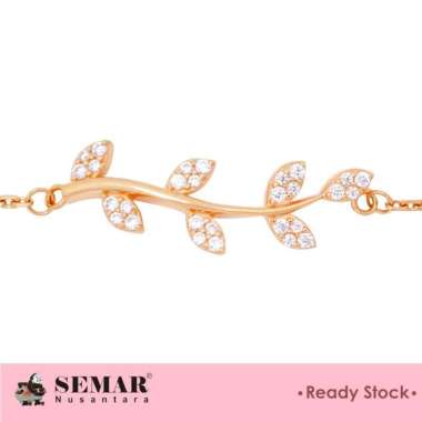 Gelang Emas Serut Batu Putih Daun Gold 10K Semar Nusantara 2-2.2gr
