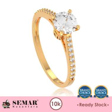 Cincin Emas List Ring Solitaire Batu Putih 10K Semar Nusantara 17