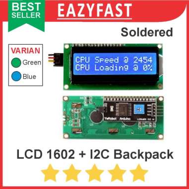 LCD 1602 16x2 16*02 Blue Green + i2C IIC Backpack LCD Module Arduino Biru