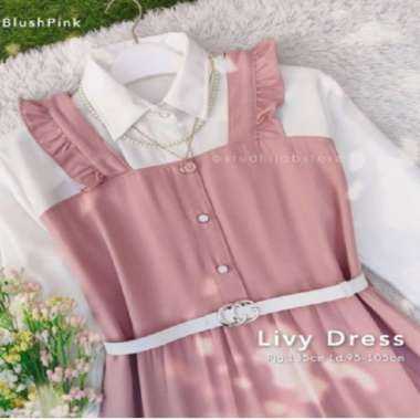 Baju Gamis Wanita Terbaru Livy Dress Gamis Remaja Kekinian Korea Blush Pink