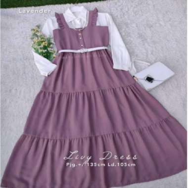 Baju Gamis Wanita Terbaru Livy Dress Gamis Remaja Kekinian Korea Lavender