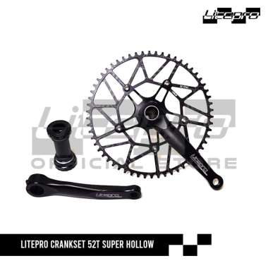 LITEPRO CRANKSET 52T SUPER HOLLOW BLACK