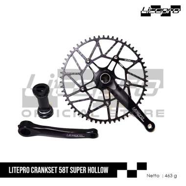 LITEPRO CRANKSET 58T SUPER HOLLOW SILVER