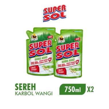 Supersol Karbol Wangi Sereh Pembersih Lantai Pouch 750 mL [2 Pcs]