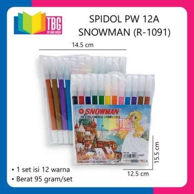 1 SET (12 WARNA) SPIDOL PW 12A SNOWMAN / SPIDOL 12 WARNA / SPIDOL WARNA WARNI (R-1091) R-1091