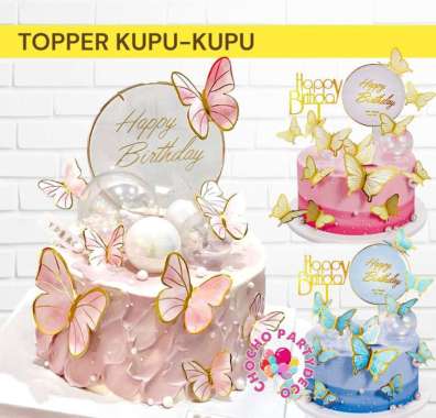 (1set) Topper kue kertas KUPU-KUPU - Topper kue cake topper kertas kupu kupu Kuning
