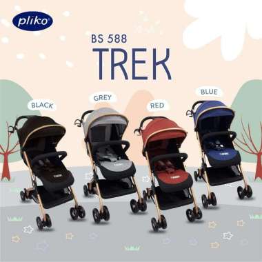 Baby Stroller Pliko Trek Gold Frame 588 AL Cabin Size Grey