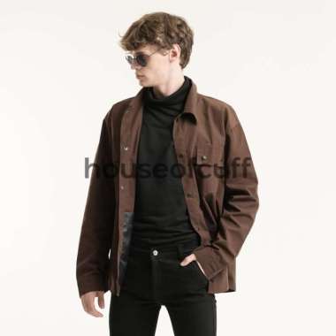 Jaket parka outer jaket pria semi parka warna coklat