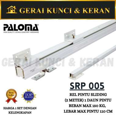 Paloma SRP 005 ( 2 Meter max 150kg ) 1 DAUN Rel Pintu Geser Sliding Rel
