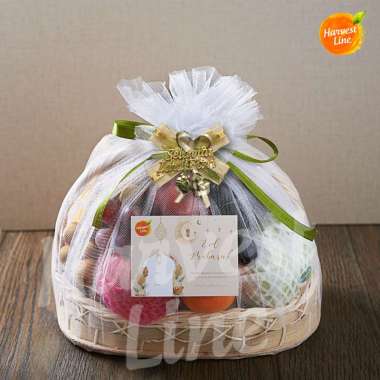 PARCEL HAMPERS LEBARAN BUAH MODEL KERANJANG + Free Kartu Ucapan [HARVEST LINE] Kecil