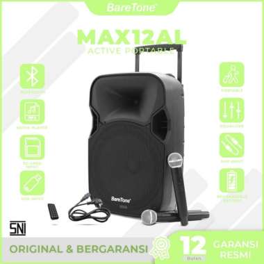 SPEAKER AKTIF PORTABLE BARETONE 12 INCH MAX12AL BLUETOOTH BONUS STAND
