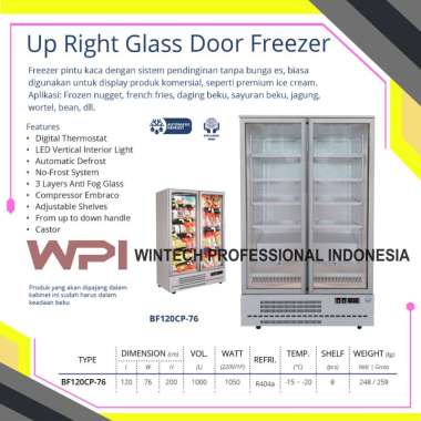 Gea BF120CP-76 Upright Glass Door Freezer - Freezer Showcase untuk Memajang Ice Cream 1000 Liter - F