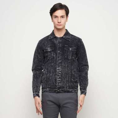 Emoline Denim Jacket Men Sandwash Black - Jaket Jeans Pria Sandwash Hitam Sandwash Black XL