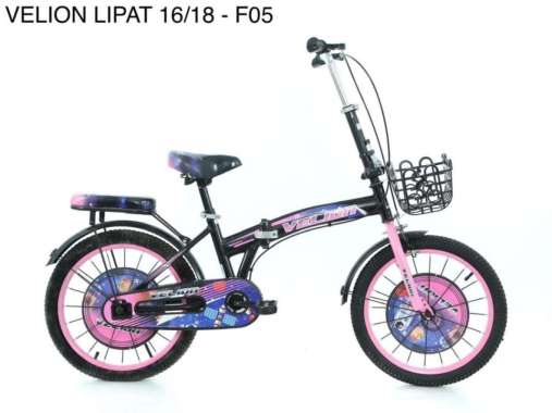 Sepeda lipat anak 16 inc velion ada keranjang dan boncengan  UNGU