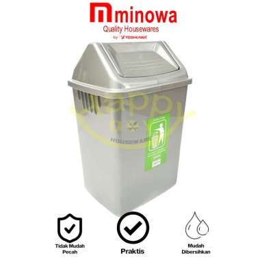 YOSHIKAWA TEMPAT SAMPAH TUTUP PUTAR SWING SILVER PI-1015-SV
