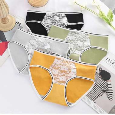 SK-P129 Celana Dalam List Garis Renda Bunga / Kolor Wanita Dewasa / Undies Wanita Import Motif Polos