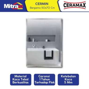 Ceramax Cermin Kamar Mandi Persegi Panjang Bergamo 50x70 Cm