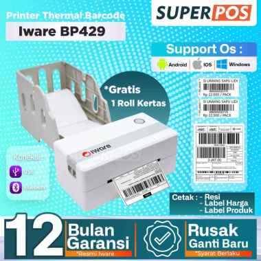 Printer Thermal Label Stiker Barcode Iware BP429 Usb / Usb Bluetooth USB
