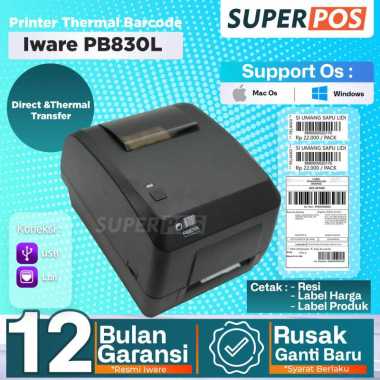 Printer Thermal Label Barcode A6 Usb Lan Iware PB830L