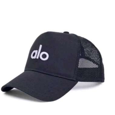 SALE!!! TOPI ALO YOGA TRUCKER CAP BLACK WHITE NEW ORIGINAL